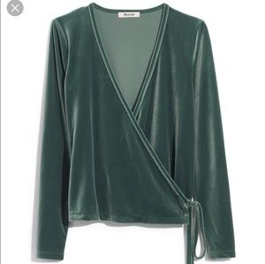 Madewell Green Velvet Wrap Top Size XXL